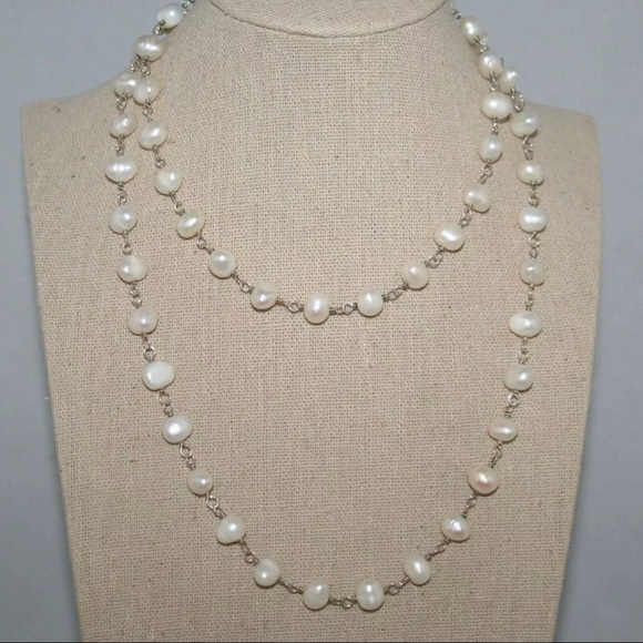 Silpada Pearl ‘Fresh Catch’ Flirty Sterling Necklace 32” - N1368 - Picture 3 of 16